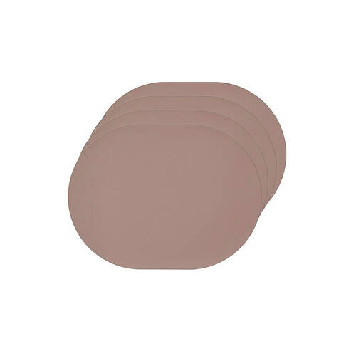 4pc Ladelle Hugo Vinyl Oval Placemat Reusable Table Protector Dusty Pink