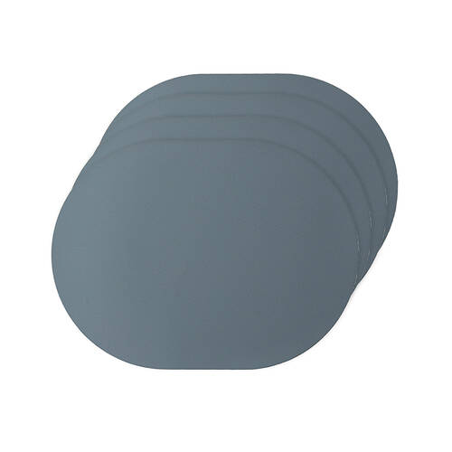 4pc Ladelle Hugo Vinyl Oval Placemat Reusable Table Protector Decor Steel