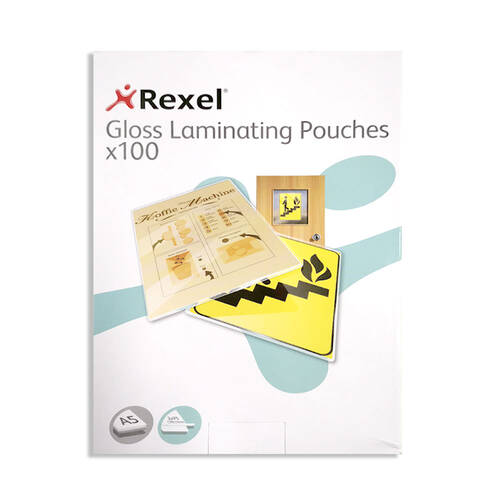 100pc Rexel A5 75 Micron Gloss Laminating Pouches