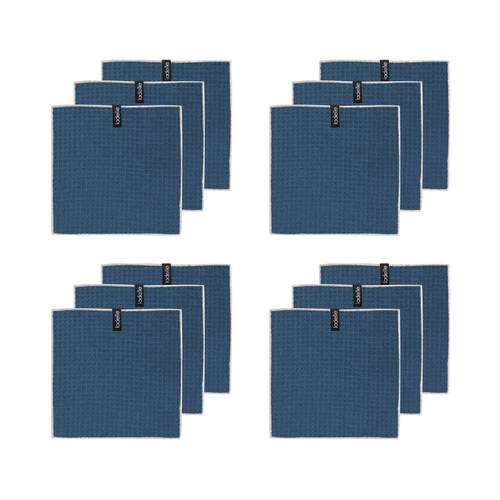 4x 3pc Ladelle Mega Waffle Microfibre Dishcloth 30x30cm Reusable/Washable Navy