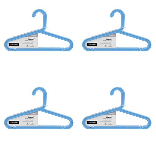 144pc Boxsweden Hangit Kids Strong Plastic Hangers 34cm - Assorted