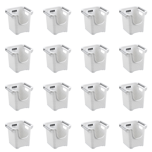 16PK Boxsweden Woven Stackable Basket w/ Wheels 22.5x21.5cm - Assorted