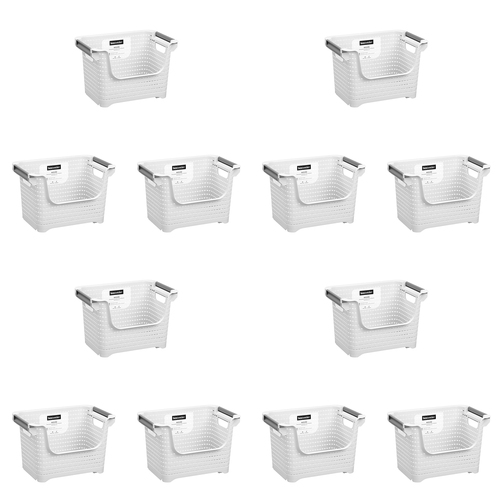12PK Boxsweden Woven Stackable Basket w/ Wheels 33x21.5cm - Assorted