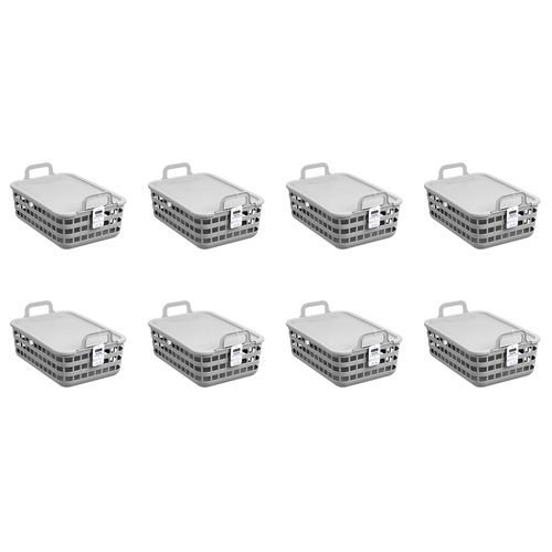 8PK Boxsweden Woven Tote Basket Lidded 7L/33cm - Assorted