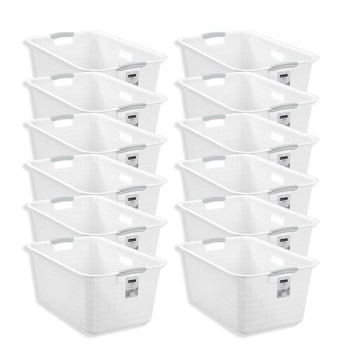 12PK Boxsweden 45L Logan Laundry Basket 59.5x39cm w/ Handle - White