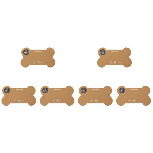 6PK Pawsnclaws 55x33cm Cork Feeding Floor Mat Bone - Brown