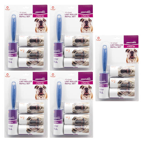 5PK Paws & Claws 10 Sheet Lint Roller Set w/ 15 Refills
