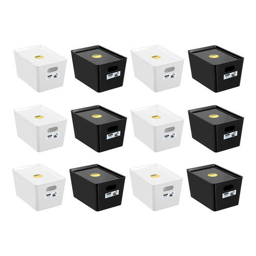 12PK Boxsweden Smooth Tidy Storage Box 5.6L 26x17.5x14.5cm Assorted