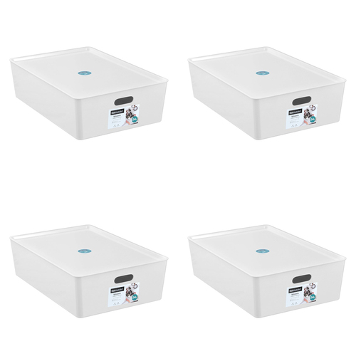 4PK Boxsweden Smooth Tidy Box w/ Lid 24L/54cm - Assorted