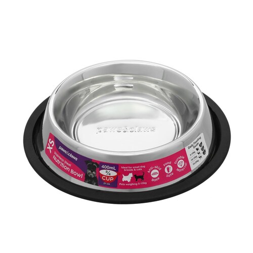 Paws & Claws 400ml Stainless Steel Pet Bowl Black 