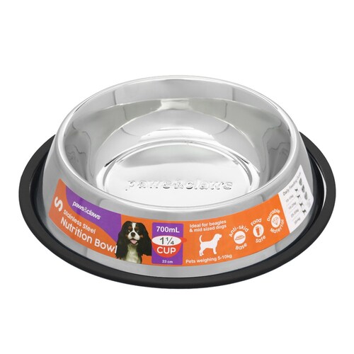Paws & Claws 700ml Stainless Steel Pet Bowl Black 