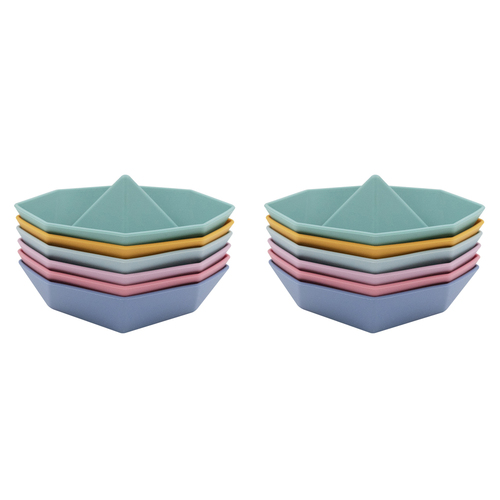 2x 6PK Playground 10.5cm Origami Silicone Bath Boats Toy