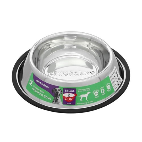 Paws & Claws 850ml Stainless Steel Pet Bowl Black