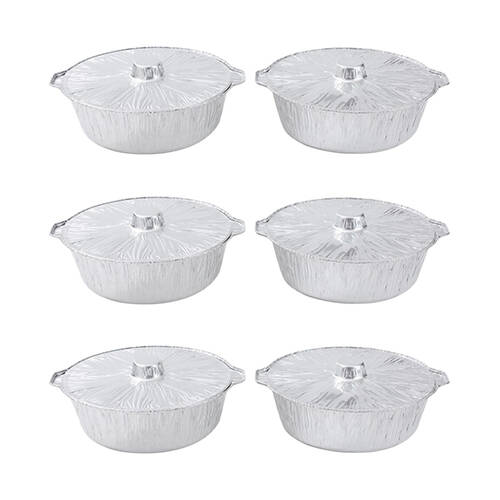 12pc Lemon & Lime Thick and Strong Foil BBQ Pot with Lid 5.5L 34cm