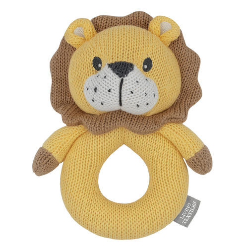 Living Textiles Baby/Newborn Knitted Ring Rattle Leo the Lion