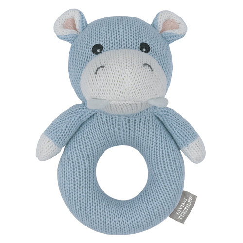 Living Textiles Knitted Ring Rattle Henry the Hippo
