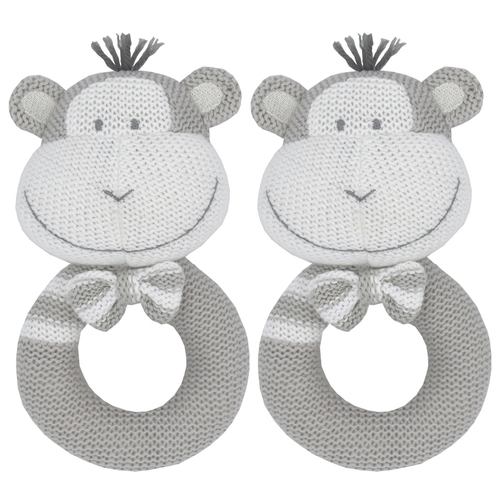 2PK Living Textiles Baby/Newborn Max the Monkey Knitted Rattle