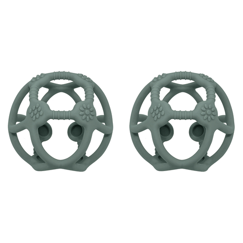 2PK Playground Baby/Infant 10.5cm Silicone Teething Ball 3m+ Sage