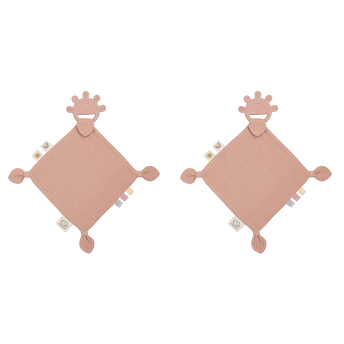 2PK Playground Baby Silicone/Cotton Comfort Teether 4m+ Rose