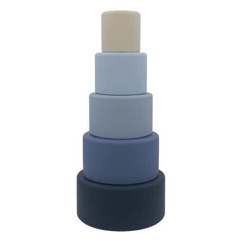 Playground Round Silicone Nesting Blocks Baby 6m+ Toy - Blue