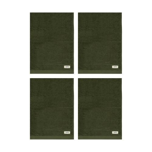 4PK Esprit 600GSM Porto Bathroom Ribbed Face Towel Facewasher Olive Green