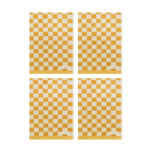4PK Esprit 550GSM Zenith Bathroom Cotton Face Towel Checkered Honey Yellow