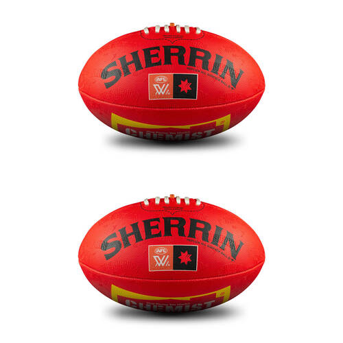 2PK Sherrin AFLW Replica All Surface Synthetic Rubber Football Size 4 Red