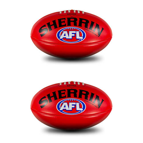 2PK Sherrin PVC AFL Outdoor Recreational Play Replica Football Size 4 Red