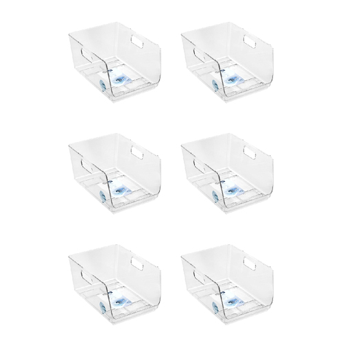 6PK Boxsweden Crystal Stacking Bin Storage 30x22cm - Clear