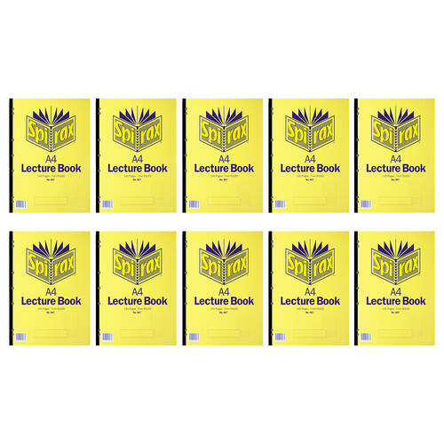 10PK Spirax 907 Lecture Book A4 140 Pages 7mm Ruled Yellow