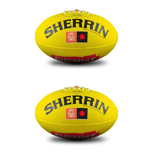 2PK Sherrin AFLW Replica All Surface Synthetic Rubber Football Size 4 Yellow
