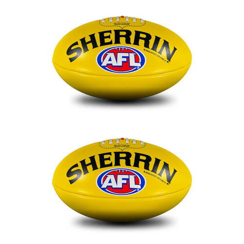 2PK Sherrin PVC AFL Outdoor Recreational Play Replica Football Size 4 Yellow