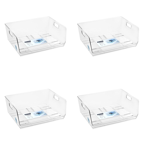 4PK Boxsweden Crystal Stacking Bin Large 40.5x30.5cm- Clear