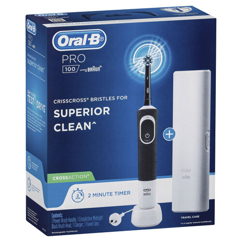 Oral B Electric Rechargeable Power Toothbrush Pro 100 CrossAction Superior Clean 