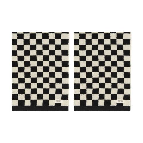 2PK Esprit 550GSM Zenith Bathroom Cotton Bath Towel Checkered Onyx Black