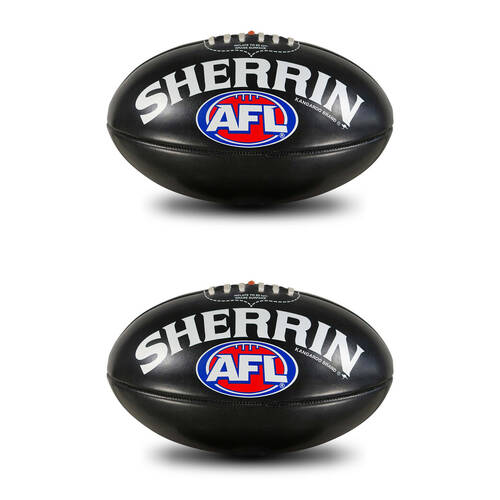 2PK Sherrin PVC AFL Outdoor Recreational Play Replica Football Size 4 Black