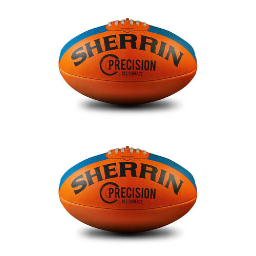 2PK Sherrin Precision Synthetic Rubber AFL Training Football Size 5 Orange