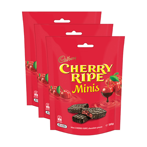3PK Cadbury 135g Cherry Ripe Minis Chocolate Bites