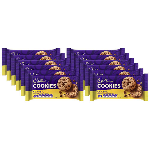 12pc Cadbury Cookie Soft Chocolate Chip Sweet Biscuits 156g