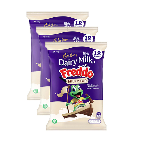 3x 12pc Cadbury 144g Dairy Milk Chocolate Milky Top Freddo Share Pack