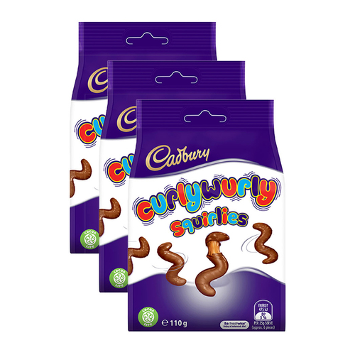 3PK Cadbury 110g Curly Wurly Squirlies Chocolate