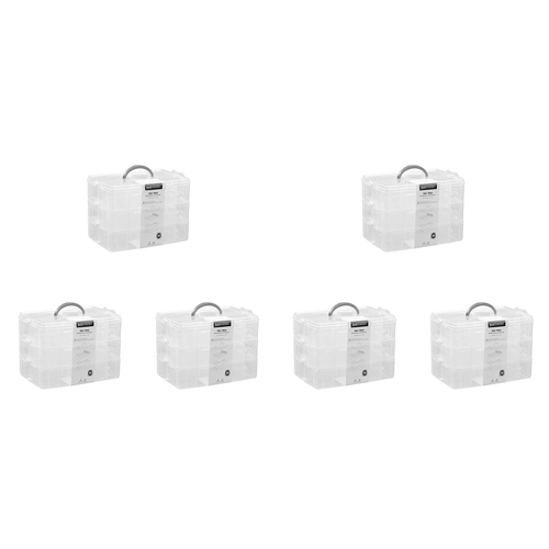 6PK Boxsweden Nic-Nac 3-Tier Box 30-Compartment Container 25x18.5cm - Clear