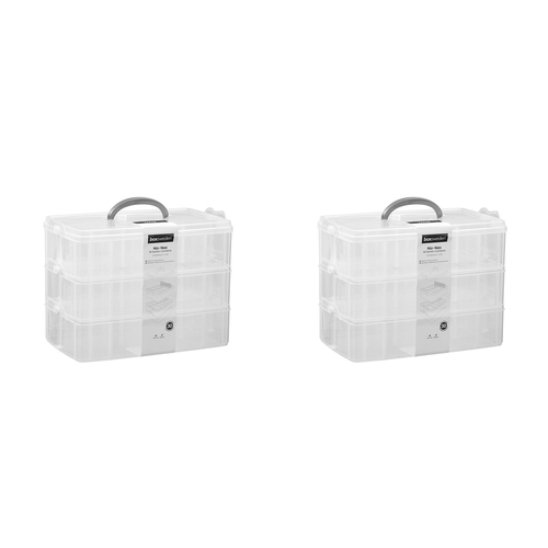 2PK Boxsweden Nic-Nac 3-Tier Box Large 30-Compartment Container 32.5x24cm Clear