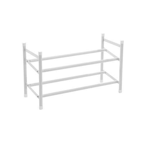 Boxsweden 2-Tier Metal Adjustable Shoe Rack 110x35.5cm - White