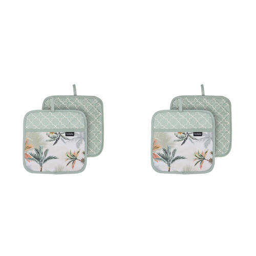 2x 2pc Ladelle Panama Pot Holder Heat-Resistant Pad/Mitt Reusable/Washable