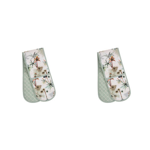 2PK Ladelle Panama Double Oven Cooking/Baking Mitt Washable Heat-Resistant Gloves