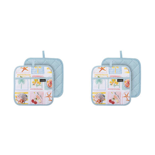 2x 2pc Ladelle Capri Pot Holder Heat Resistant Non-Slip Kitchen Hot Pad
