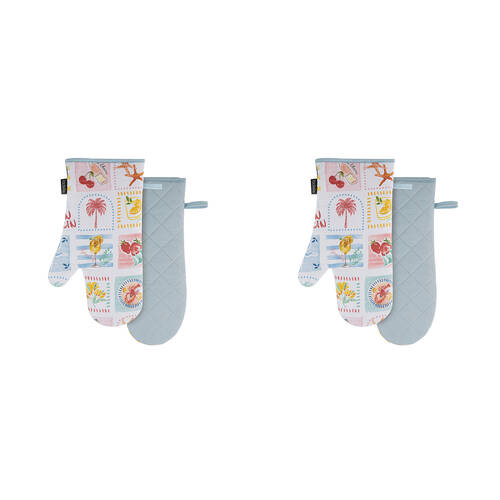 2PK Ladelle Capri Oven Cooking Mitt Padded Heat Resistant Pot Holder Glove