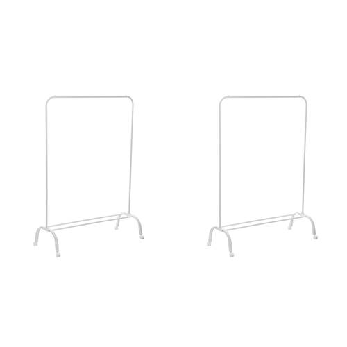 2PK Boxsweden Metal Garment Rack w/ Wheels 110x154cm - White