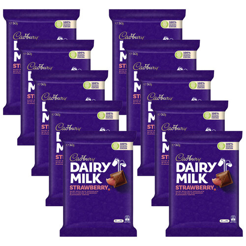 10pc Cadbury Dairy Milk Strawberry Block 343g Chocolate Confectionery